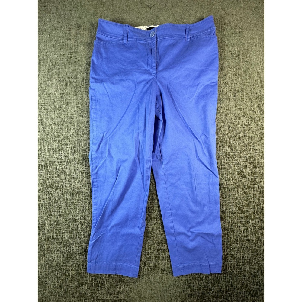 Talbots Perfect Crop Pant Womens 8 Blue‎ Cotton Blend Cropped Trousers Casual